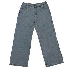 Nova Blue Women's Light Wash Wide Leg Denim Jeans with Back Pocket Design, 2XL